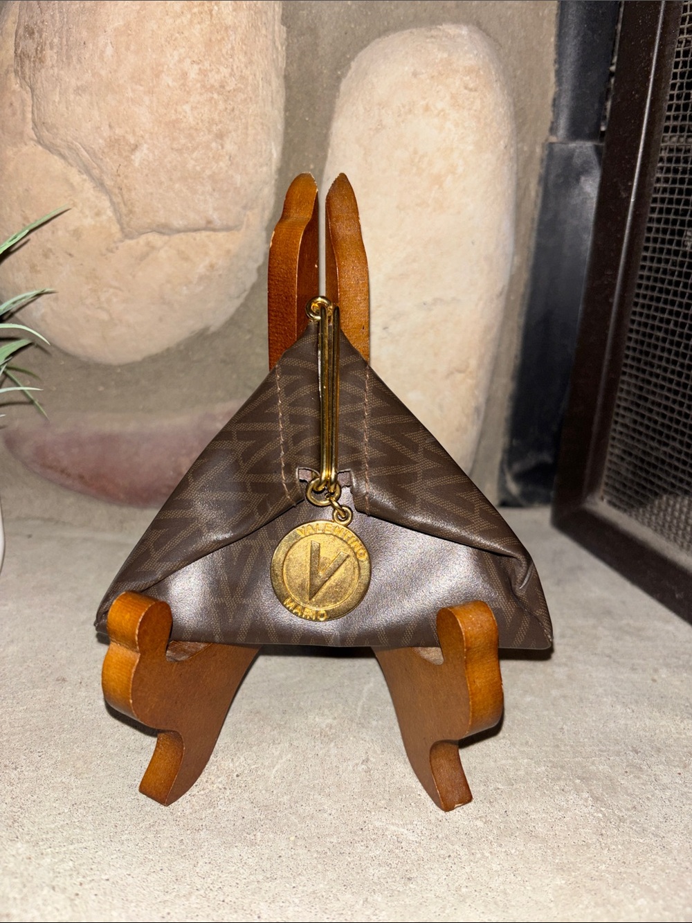 Valentino monogram Coin Pouch with Gold Charm